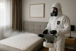 Zabieg dezynsekcji ULV w sypialni – zamgławianie przeciw pluskwom